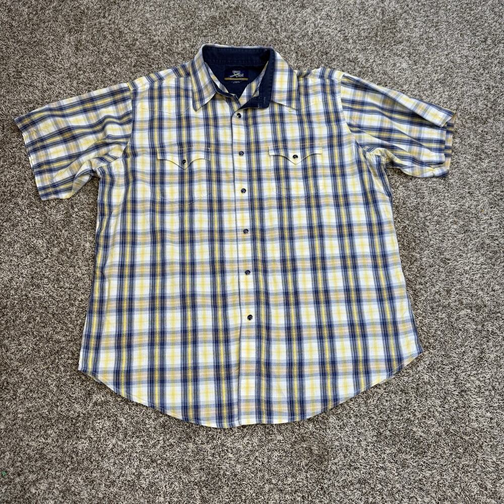Men’s Twenty Xtreme Wrangler XL Plaid Short Sleeve Shirt Pearl Snap Button Up